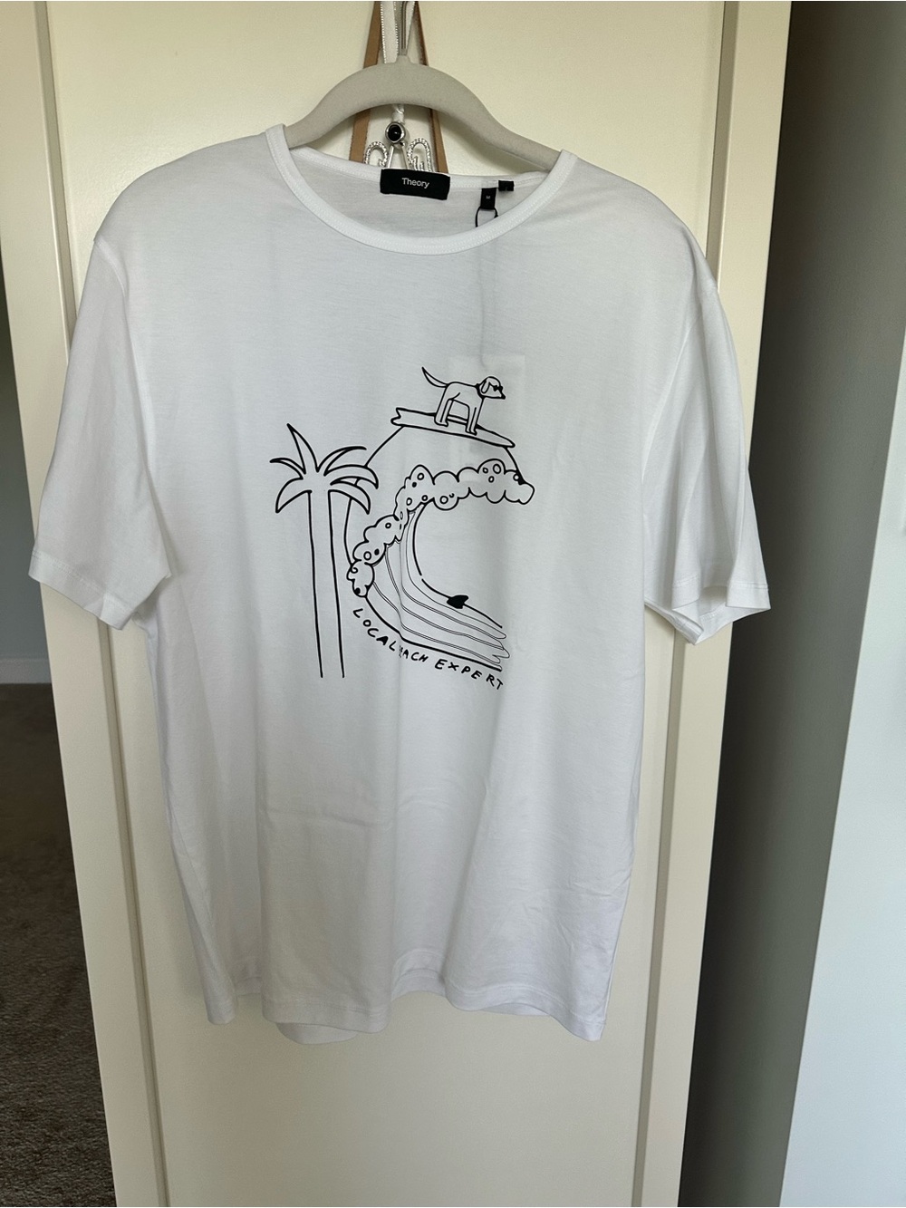 Theory White Short-Sleeve Graphic Surf Tee
